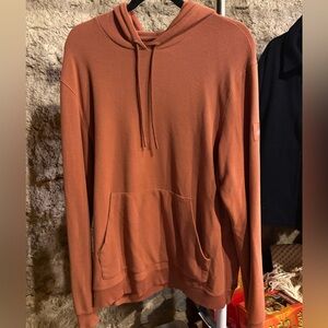Men's Rust Orange Hooded Pullover Sweater